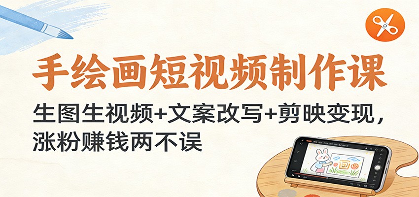 fy21906期-手绘画短视频制作课：生图生视频+文案改写+剪映变现，涨粉赚钱两不误