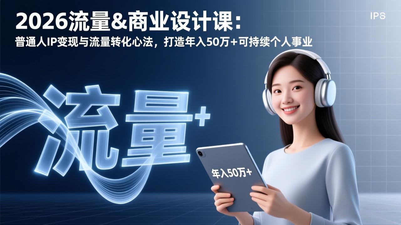 2026流量&商业设计课:普通人IP变现与流量转化心法,打造年入50万+可持续个人事业-800资源网