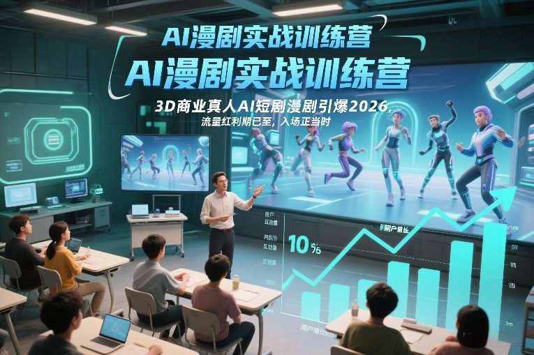 AI漫剧实战训练营,3D商业真人AI短剧漫剧引爆2026,流量红利期已至,入场正当时-800资源网