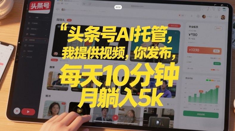 头条号AI托管，我提供视频，你发布，每天10分钟，月躺入5k+-800资源网