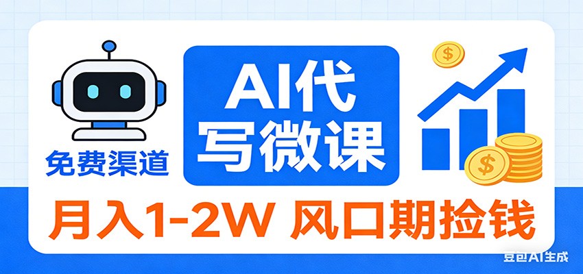 2026告别打工！AI 代写微课，提供免费渠道，月入 1-2W 风口期捡钱-800资源网