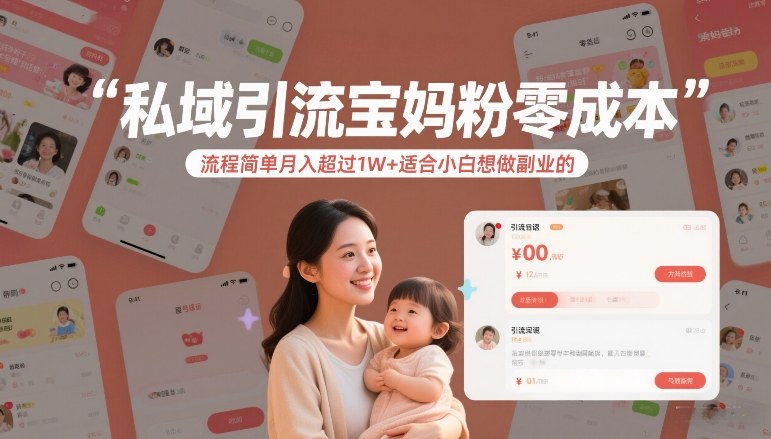 私域引流宝妈粉零成本流程简单月入超过1W+适合小白想做副业的-800资源网