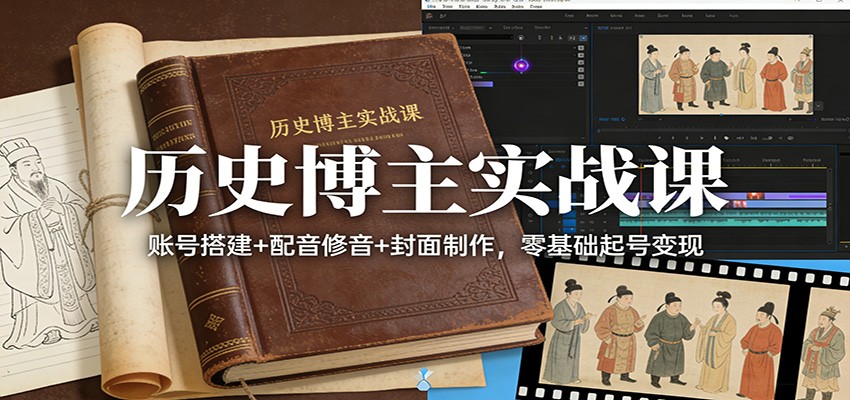 历史博主实战课:账号搭建+配音修音+封面制作,零基础起号变现-800资源网