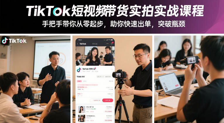 TikTok短视频带货实拍实战课程,手把手带你从零起步,助你快速出单,突破瓶颈-800资源网