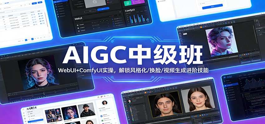 AIGC中级班：WebUI+ComfyUI实操，解锁风格化/换脸/视频生成进阶技能-800资源网