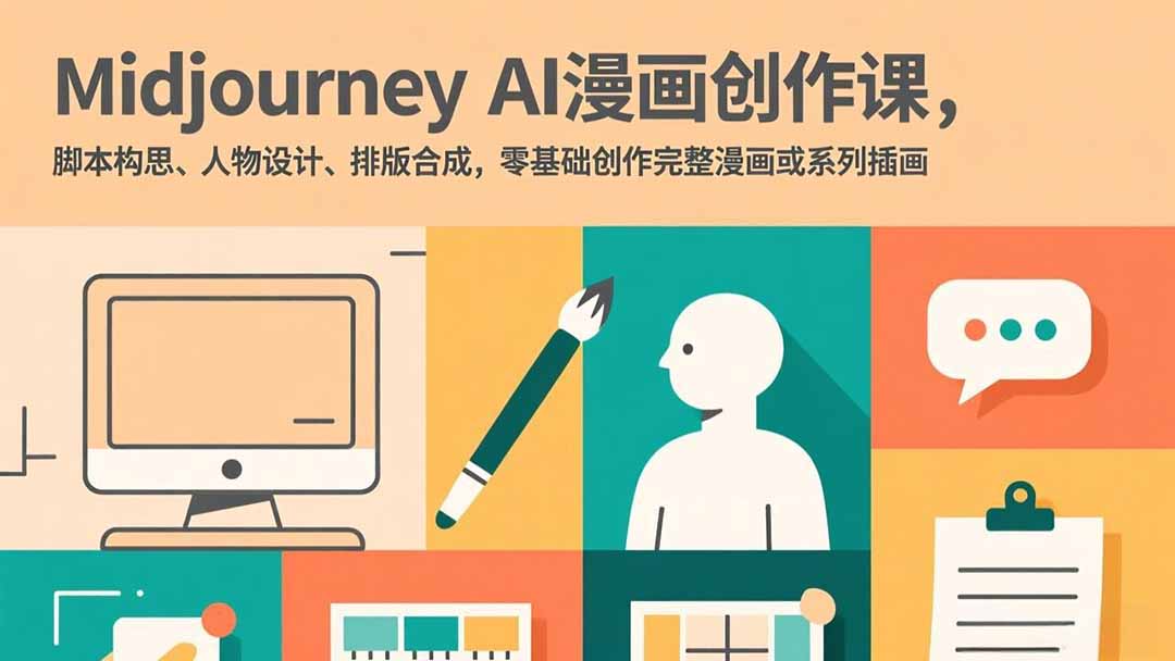 Midjourney AI漫画创作课，脚本构思、人物设计、排版合成，零基础创作完整漫画或系列插画-800资源网