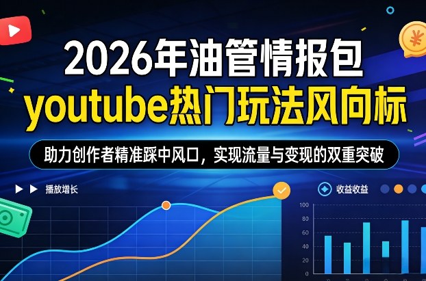 2026年油管情报包，youtube热门玩法风向标，助力创作者精准踩中风口，实现流量与变现的双重突破-800资源网