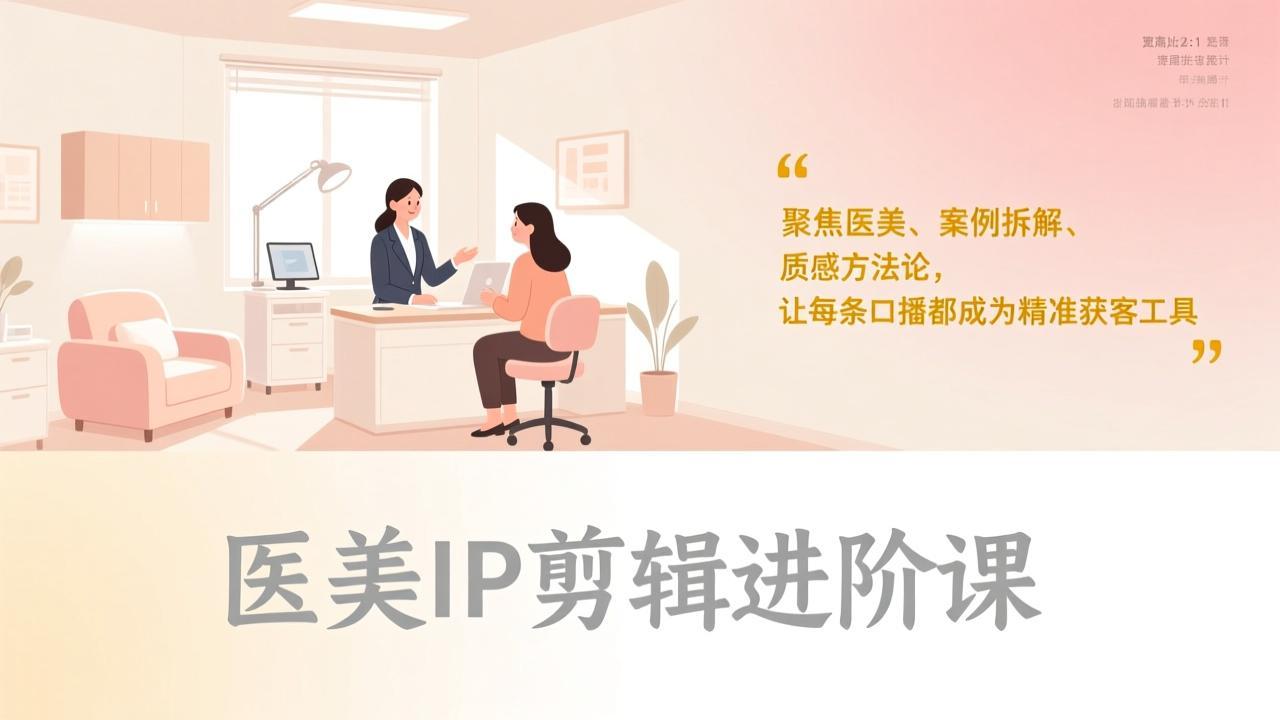医美IP剪辑进阶课，聚焦医美、案例拆解、质感方法论，让每条口播都成为精准获客工具-800资源网
