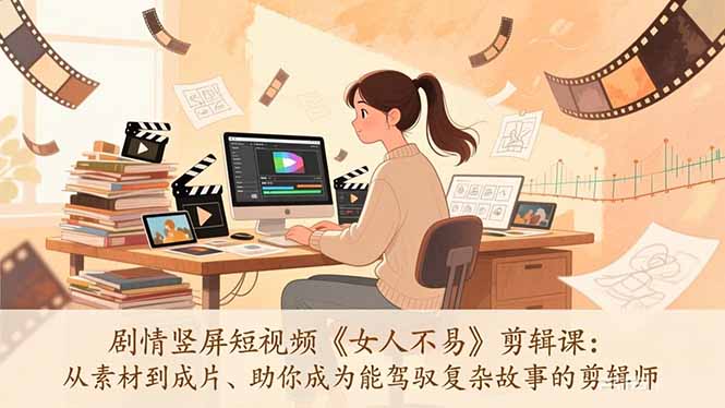 剧情竖屏短视频《女人不易》剪辑课：从素材到成片、助你成为能驾驭复杂故事的剪辑师-800资源网