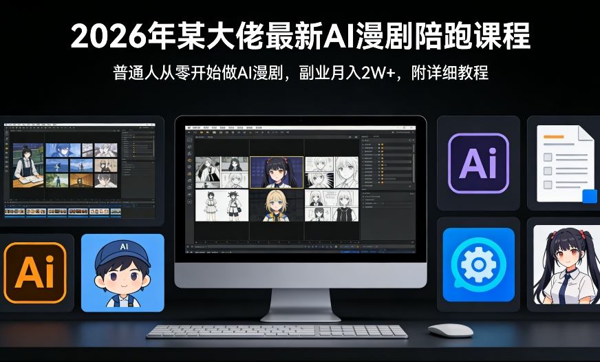 26年某大佬最新Ai漫剧陪跑课程，普通人从零开始做AI漫剧，副业月入2W+-800资源网