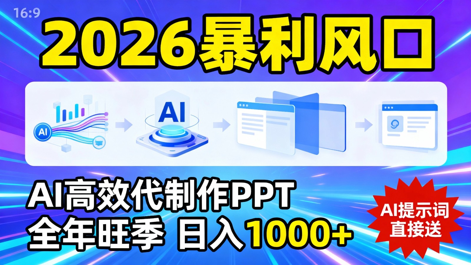 2026暴利！用AI高效代制作 PPT，全年旺季，日入 1000+，提示词直接送！-800资源网