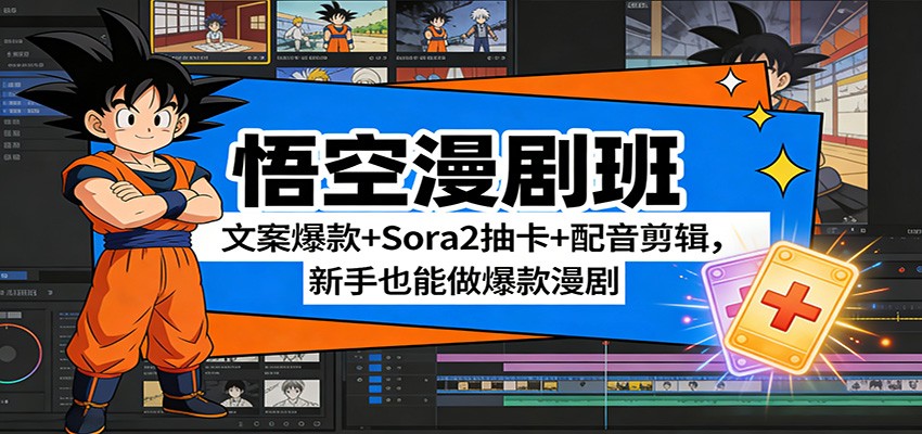 悟空漫剧班：文案爆款+Sora2抽卡+配音剪辑，新手也能做爆款漫剧-800资源网