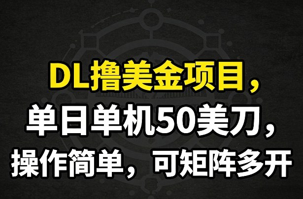 DL撸美金项目，单日单机50美刀，操作简单，可矩阵多开-800资源网