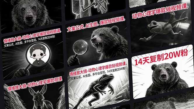 情绪放大镜-动物心理学爆款短视频课，文案公式、AI生图、多平台变现，14天复制20W粉-800资源网