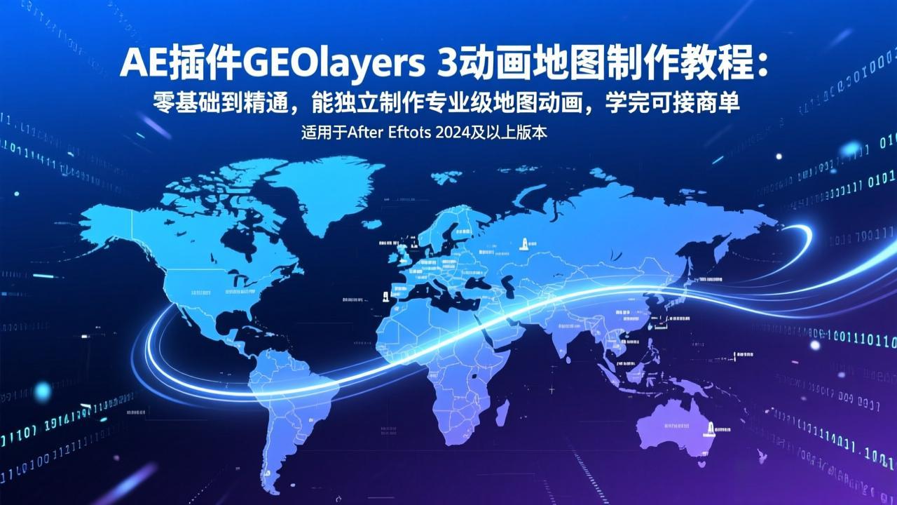 AE插件GEOlayers 3动画地图制作教程：零基础到精通，能独立制作专业级地图动画，学完可接商单-800资源网