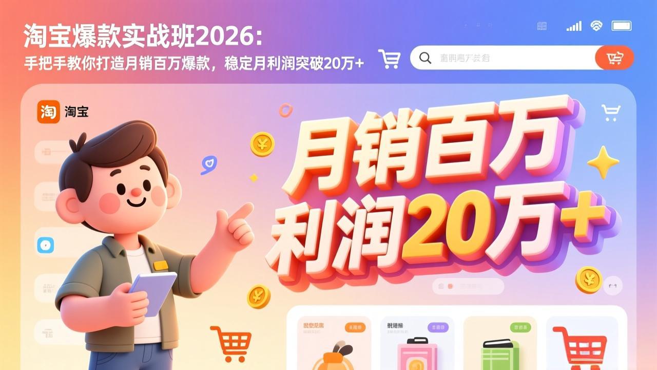 淘宝爆款实战班-2026年2月更新：手把手教你打造月销百万爆款，稳定月利润突破20万+-800资源网