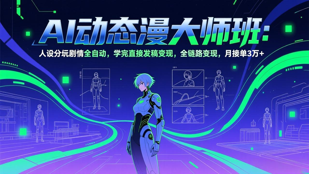AI动态漫剧大师班：人设分镜剧情全自动，学完直接发稿变现，全链路变现，月接单3万+-800资源网