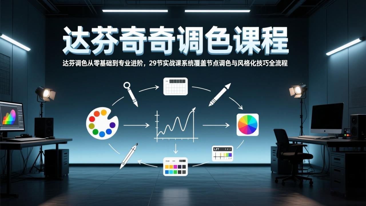 达芬奇调色从零基础到专业进阶,29节实战课系统覆盖节点调色与风格化技巧全流程-800资源网