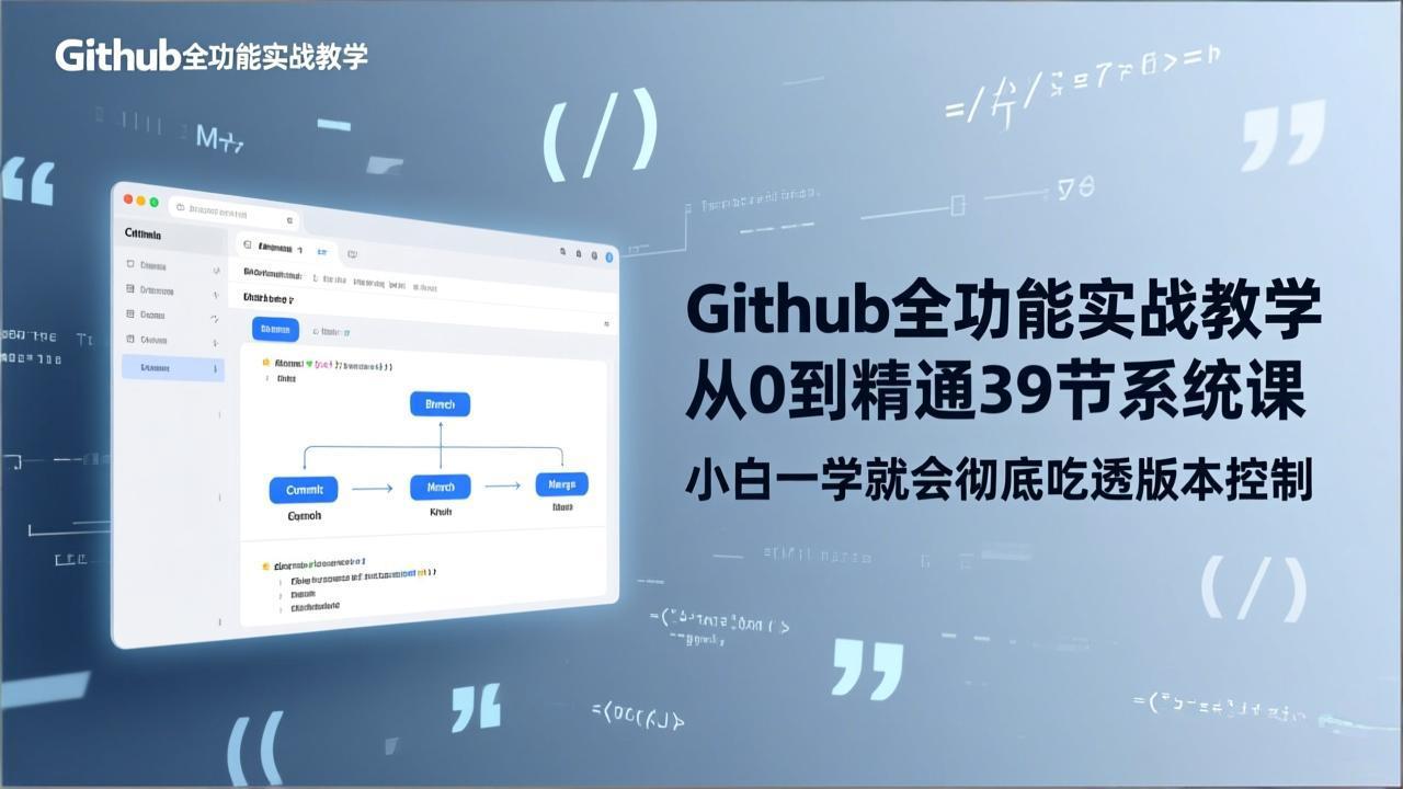 GitHub-全功能实战教学，从0到精通39节系统课，小白一学就会彻底吃透版本控制-800资源网