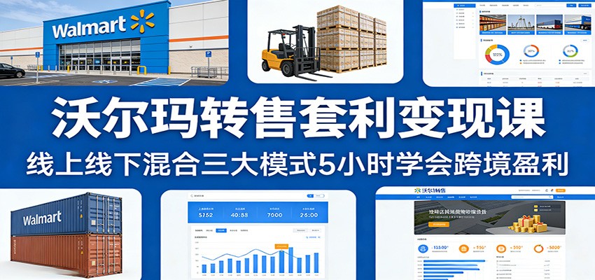 沃尔玛转售套利变现课：线上线下混合三大模式5小时学会跨境盈利-800资源网