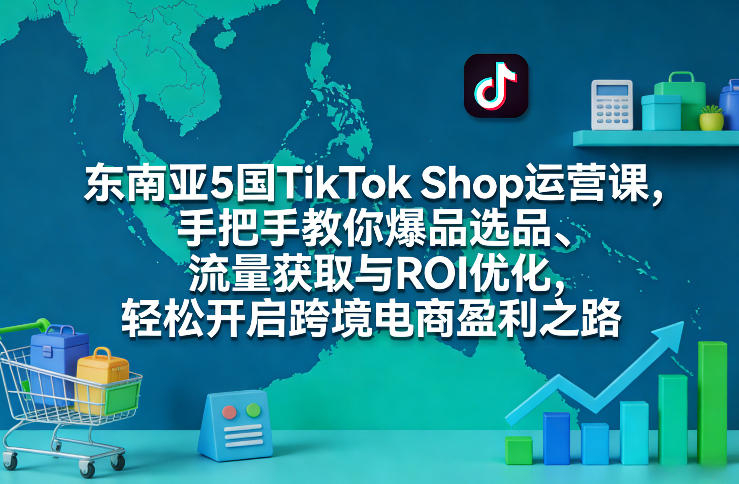 东南亚5国TikTok Shop运营课,手把手教你爆品选品、流量获取与ROI优化,轻松开启跨境电商盈利之路-800资源网