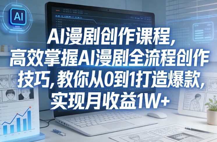 某社群AI漫剧创作课程，高效掌握AI漫剧全流程创作技巧，教你从0到1打造爆款，实现月收益1W+-800资源网