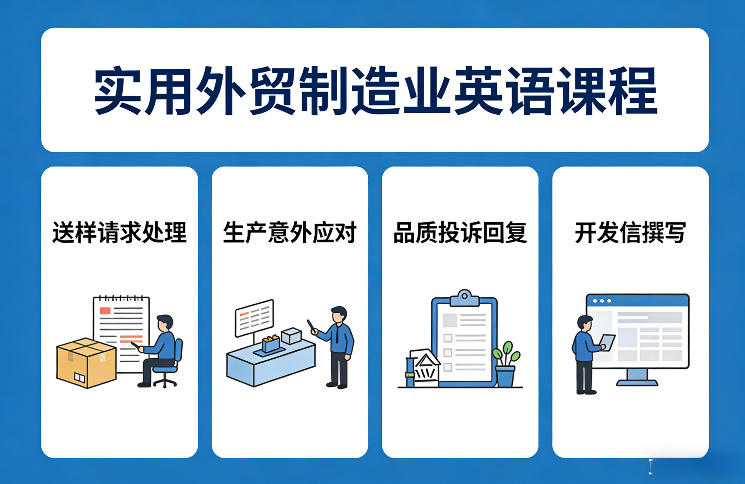 实用外贸制造业英语课程，教你专业处理送样请求、应对生产意外、回复品质投诉、撰写开发信等-800资源网
