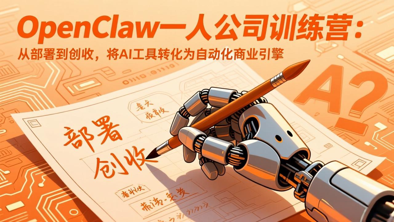 OpenClaw一人公司训练营：从部署到创收，将AI工具转化为自动化商业引擎-800资源网
