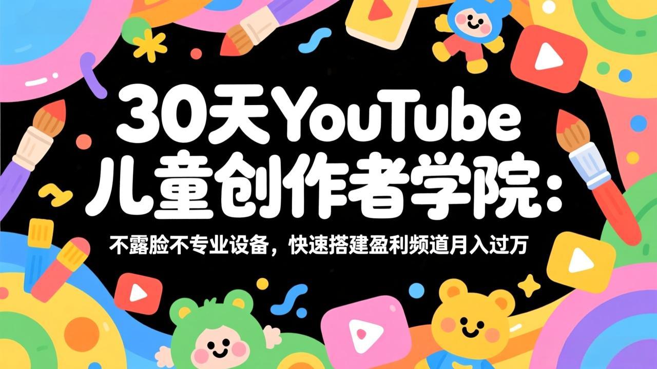 30天YouTube儿童创作者学院：不露脸不专业设备，快速搭建盈利频道月入过万-800资源网