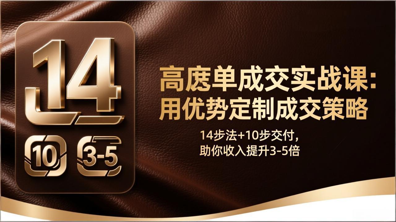 高客单成交实战课：用优势定制成交策略，14步法+10步交付，助你收入提升3-5倍-800资源网