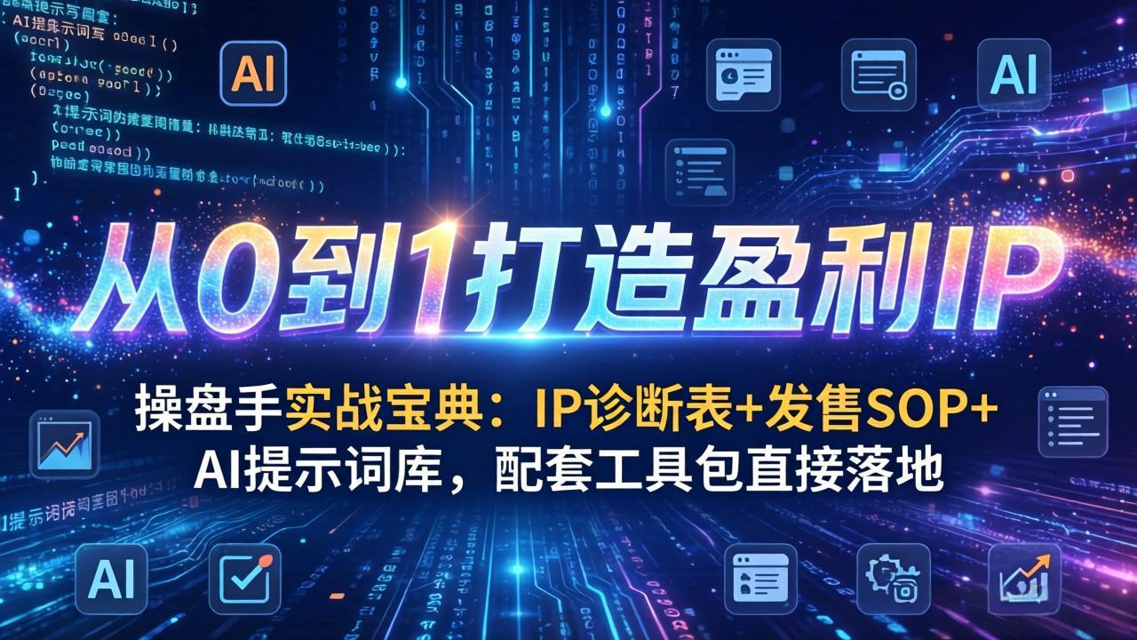 操盘手实战宝典：IP诊断表+发售SOP+AI提示词库，配套工具包直接落地，从0到1打造盈利IP-800资源网