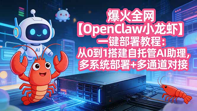 爆火全网【OpenClaw 小龙虾】一键部署教程：从0到1搭建自托管AI助理，多系统部署+多通道对接-800资源网