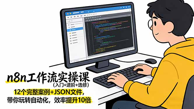 n8n工作流实操课（入门+进阶+选修）12个完整案例+JSON文件，带你玩转自动化，效率提升10倍-800资源网