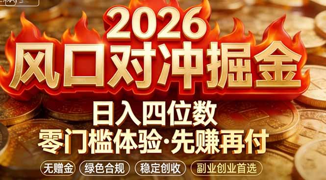 2026美金对冲套利，无赠金对冲策略保驾护航，低门槛易上手实操。单人单日收益2000+-800资源网