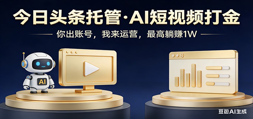 头条号AI托管，我提供作品，你提供账号，每天5分钟发布，小白躺赚3000+-800资源网