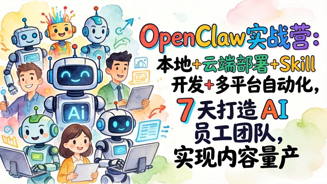 OpenClaw实战营-更新:本地+云端部署+Skill开发+多平台自动化,7天打造AI员工团队+实现内容量产-800资源网