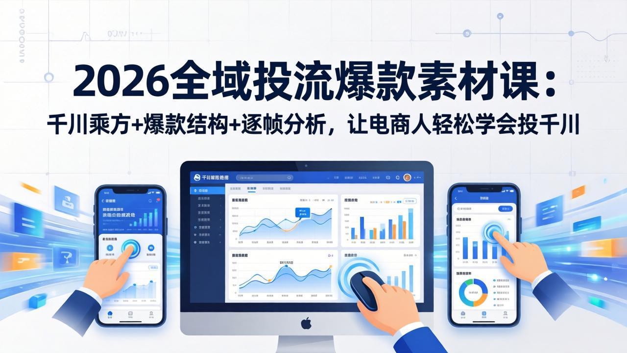 2026全域投流爆款素材课：千川乘方+爆款结构+逐帧分析，让电商人轻松学会投千川-800资源网