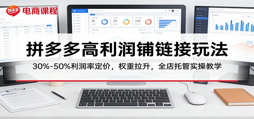 拼多多高利润铺链接玩法：30%–50%利润率定价，权重拉升，全店托管实操教学-800资源网