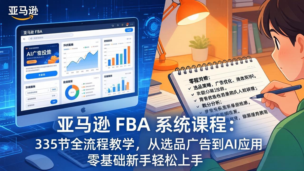 亚马逊 FBA 系统课程（更新26年3月）：335节全流程教学，从选品广告到AI应用，零基础新手轻…-800资源网