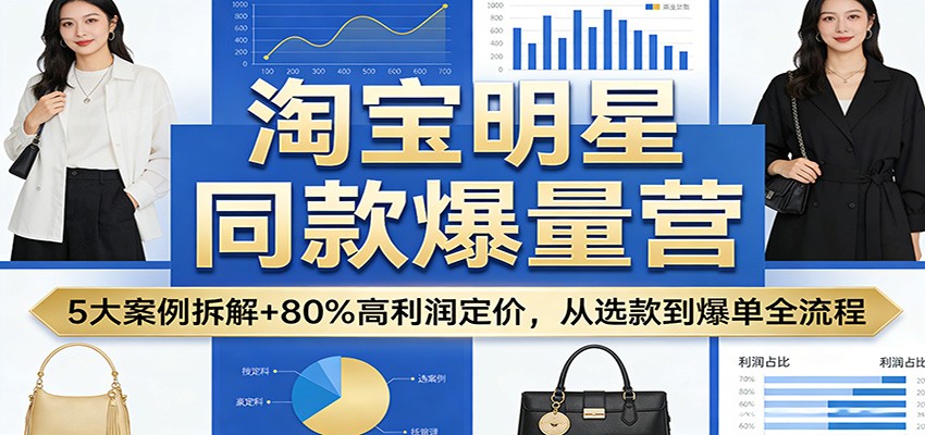 淘宝明星同款爆量营：5大案例拆解+80%高利润定价，从选款到爆单全流程-800资源网