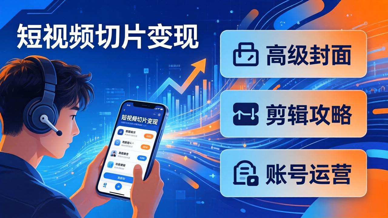 短视频切片变现速成班2.0：高级封面+剪辑攻略+账号运营，0基础小白快速入局副业-800资源网