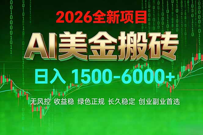 AI美金搬砖项目 | 日入1500-6000元 | 收益稳定可控 |  实地可考察  | 创业副业增收首选-800资源网
