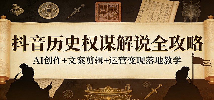 抖音历史权谋解说全攻略:AI创作+文案剪辑+运营变现落地教学-800资源网