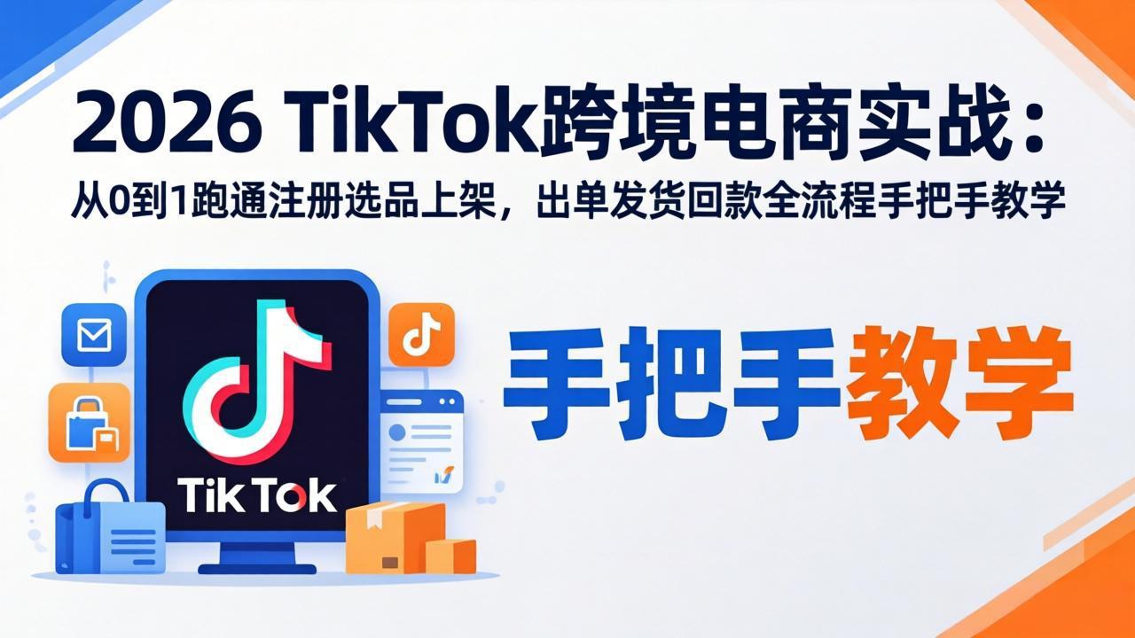 2026TikTok跨境电商实战：从0到1跑通注册选品上架，出单发货回款全流程手把手教学-800资源网