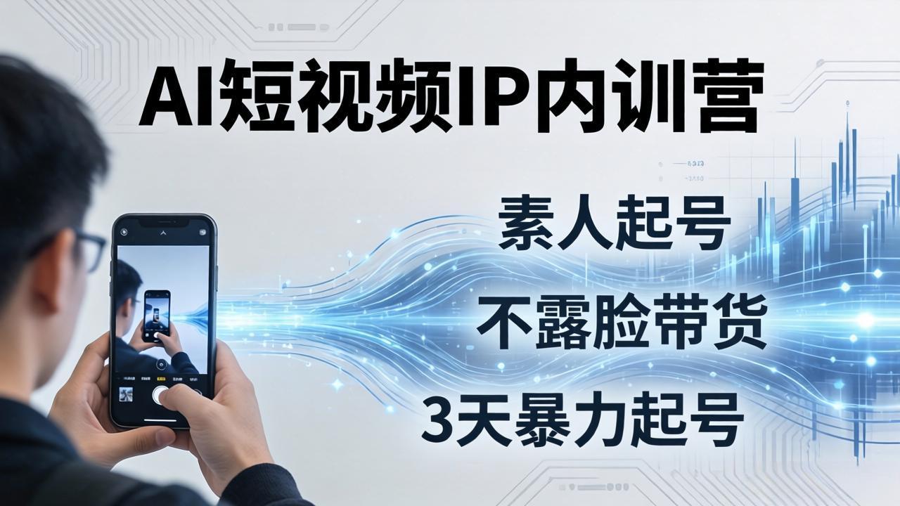 2026AI短视频IP内训营：从素人起号到不露脸带货，3天暴力起号全流程拆解-800资源网