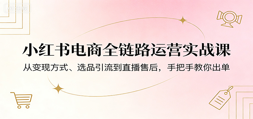小红书电商全链路运营实战课：从变现方式、选品引流到直播售后，手把手教你出单-800资源网
