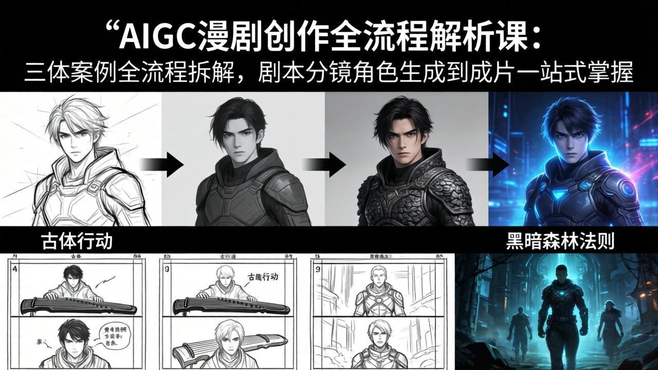AIGC漫剧创作全流程解析课：三体案例全流程拆解，剧本分镜角色生成到成片一站式掌握-800资源网