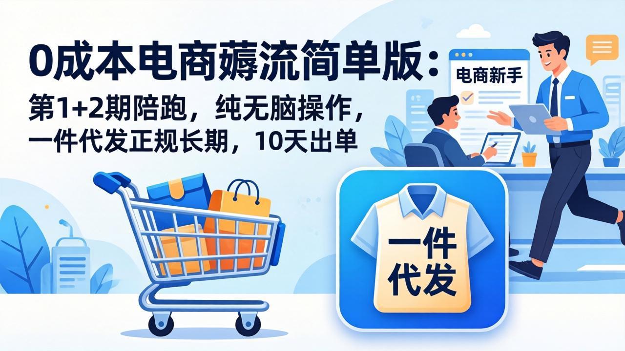 0成本电商薅流简单版：第1+2期陪跑，纯无脑操作，一件代发正规长期，10天出单-800资源网