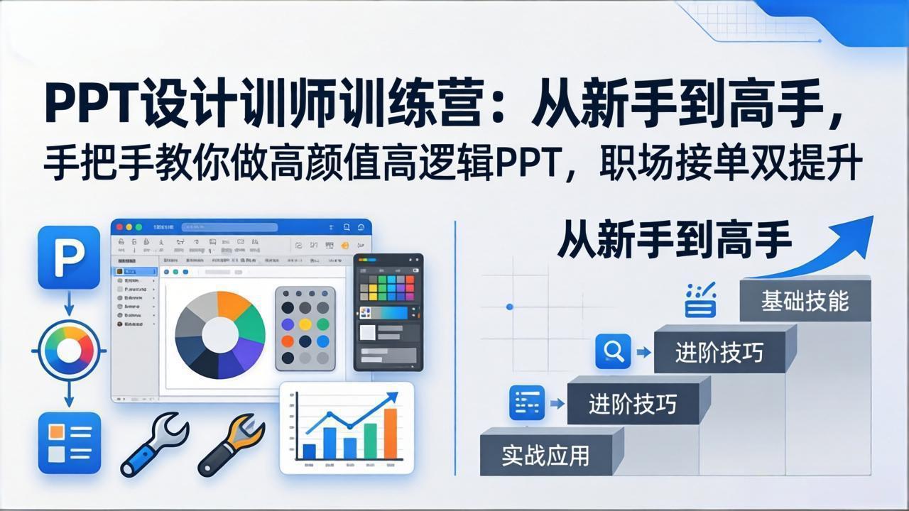 PPT设计训师训练营:从新手到高手,手把手教你做高颜值高逻辑PPT,职场接单双提升-800资源网