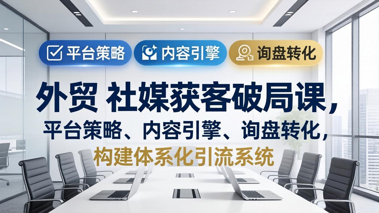 外贸 社媒获客破局课,平台策略、内容引擎、询盘转化,构建体系化引流系统(更新26年3月)-800资源网